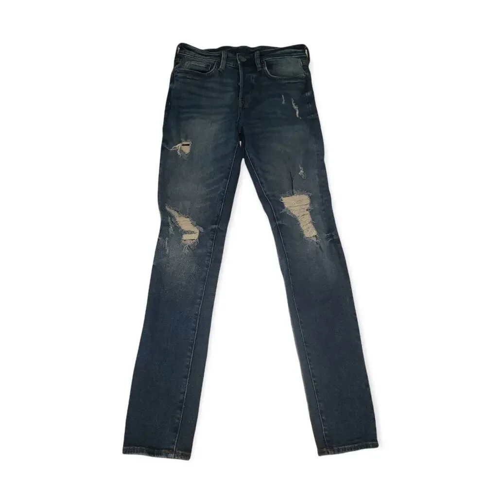 H&M Dark Washed Distressed Skinny Couple Moulante & Denim Jeans - Size 29